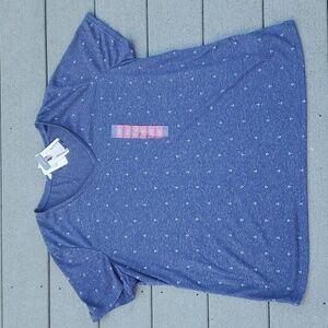 NWT Company Ellen Tracy Anchor Print V-Neck Linen Blend T-Shirt